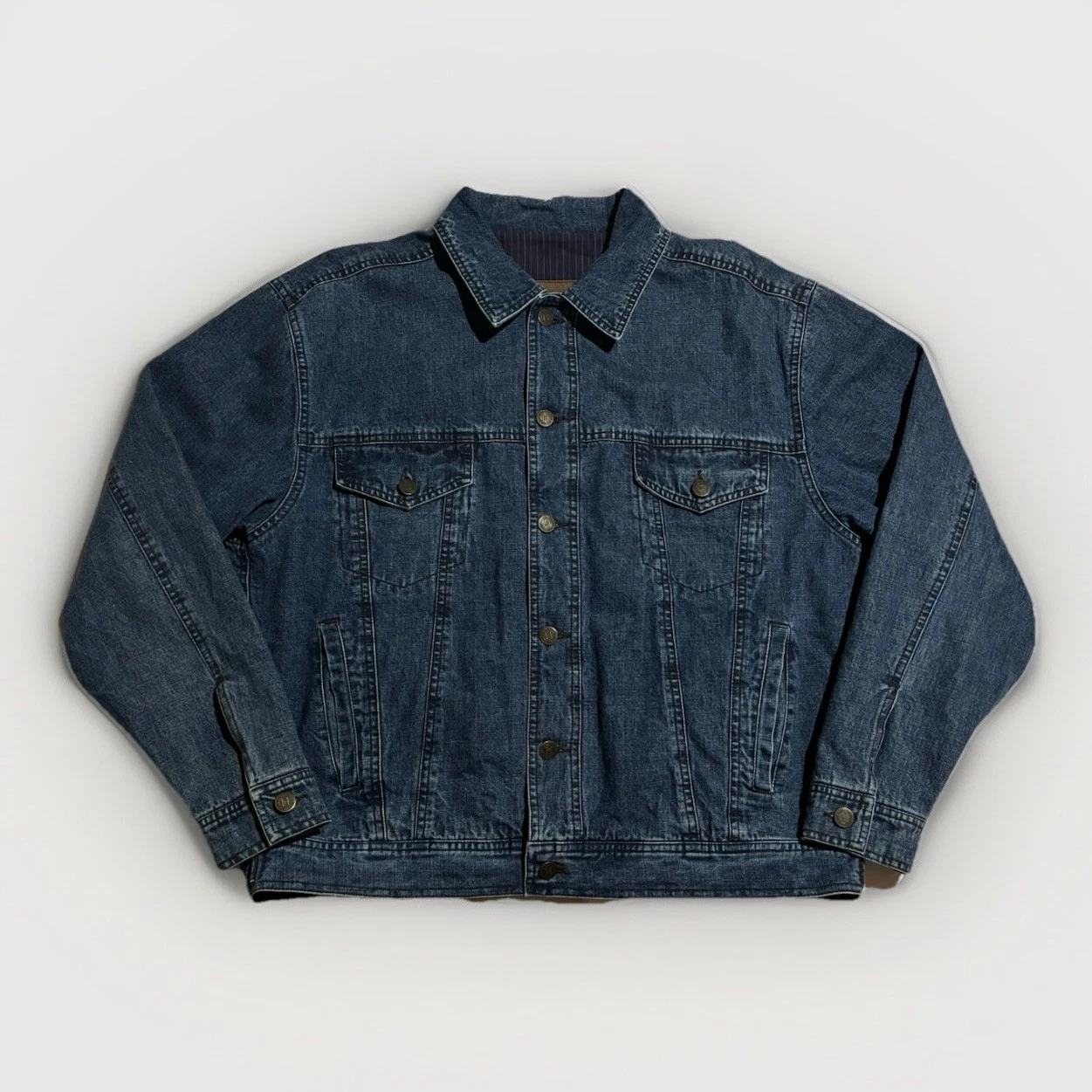 Hickey Freeman Denim Jacket Lined Blue Made in Hong Kong Large