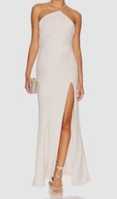  380 Misha Women's Ivory Posey Racerback Halter Gown Dress Size 10