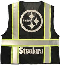 PITTSBURGH STEELERS BLACK REFLECTIVE SAFETY VEST W/REFLECTIVE LOGO 🏈