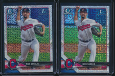 Lot of (2) NICK SANDLIN 1st 2018 Bowman Chrome Draft ASIA MOJO REFRACTOR RC