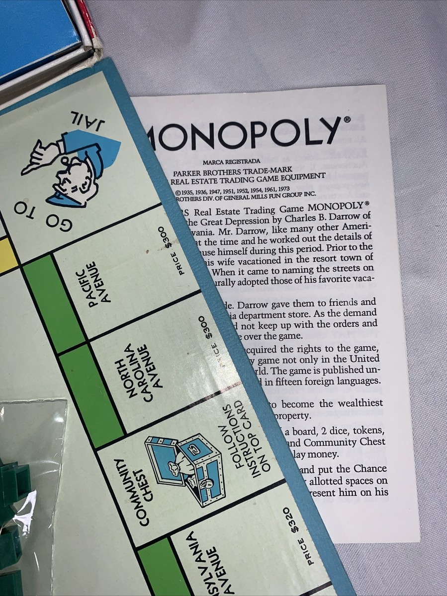 Vintage 1973 MONOPOLY No. 9 Parker Brothers Board Game