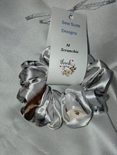 Handmade Women's Scrunchies size M Winter Camo Satin Fabric New