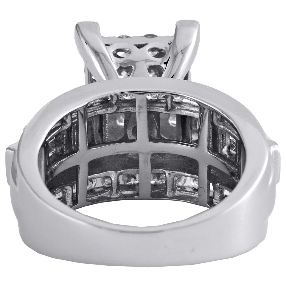 10K White Gold Round & Baguette Diamond Rectangle Cluster Engagement Ring 2 Ct. - Image 4 of 4