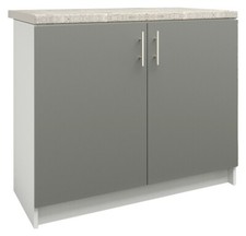 JD Greta Kitchen Base Unit Fixed Height 1000mm Cabinet – Grey Matt With Worktop
