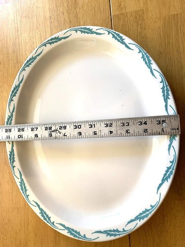 MCM Homer Laughlin China Serving Platter Plate White Green Leaves Oval 13.5" USA - Picture 5 of 7