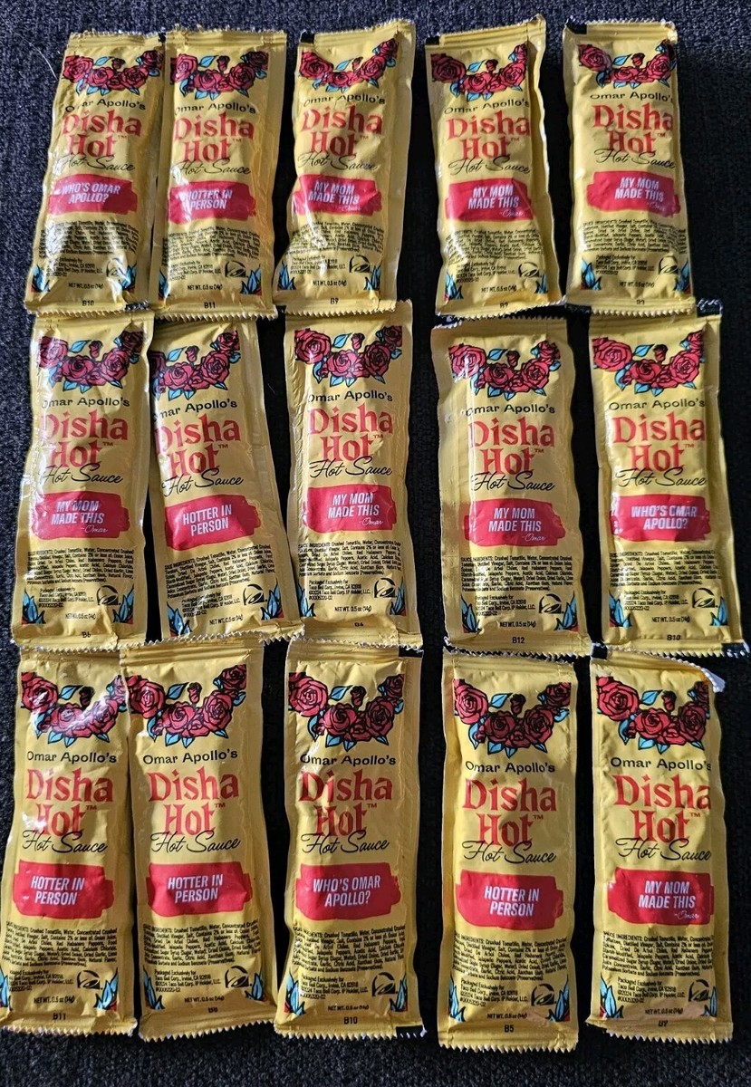 15 Omar Apollo's Disha Hot Hot Sauce Packet Taco Bell LIMITED