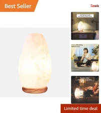Sleek Modern Design White Salt Lamp - Natural Salt Light - Neem Wooden Base