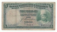 5 FRANCHI ORO REGNO D'ITALIA . BANCA NAZIONALE D'ALBANIA  1926