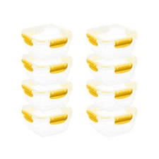 Superio Plastic Food Storage Containers, Airtight Lids, 30 oz., Yellow, 8 pack