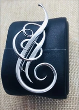 Vintage Sterling Silver High Polish Free Form Scroll Design Brooch