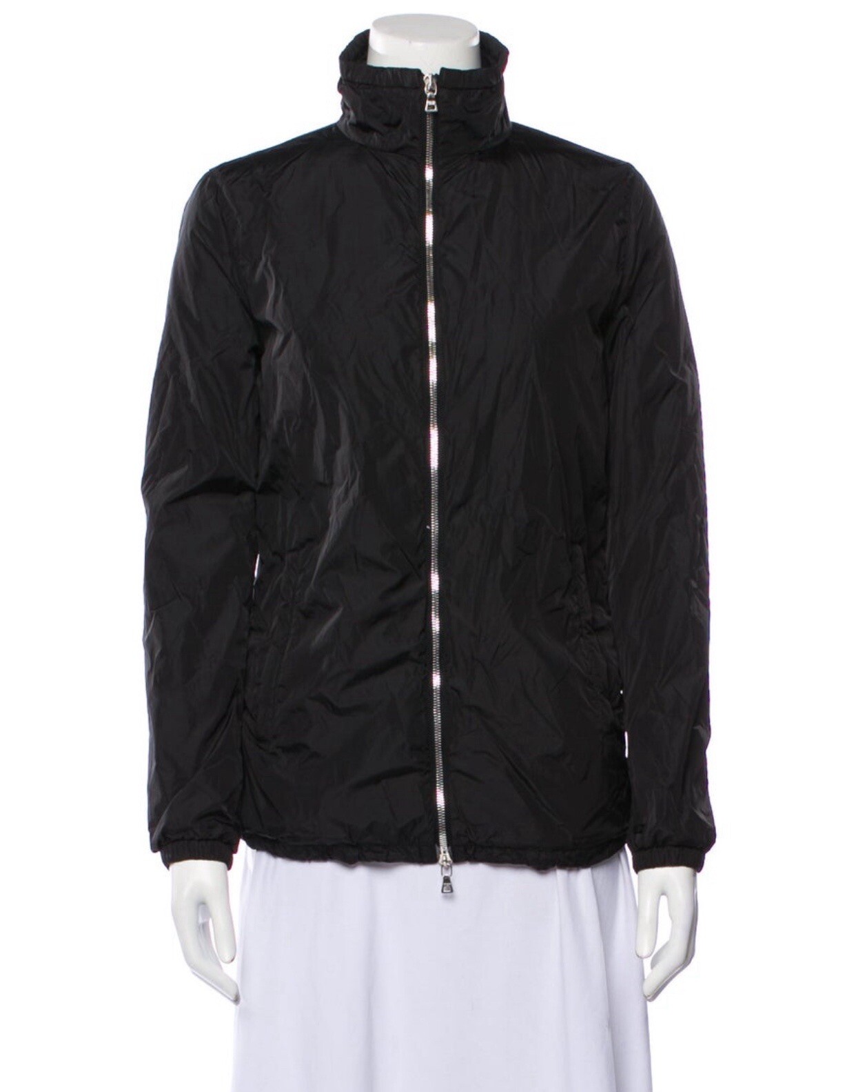 Prada Authentic Solid Black Nylon Windbreaker Lon… - image 1