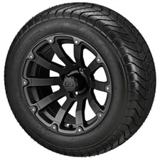 (4) Golf Cart 215/50-12 LSI Elite Street Tires on 12x7 Matte Black Beast Wheels