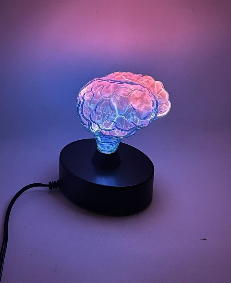 Lámpara de arte cerebral de plasma iluminada LumiSource vidrio Tesla azul rosa pantalla relámpago Foto 3 de 4