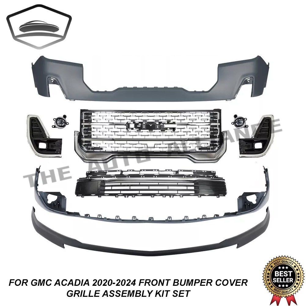 For GMC Acadia 2020-2024 Front Bumper Cover Grille Assembly Kit wit Fog Light