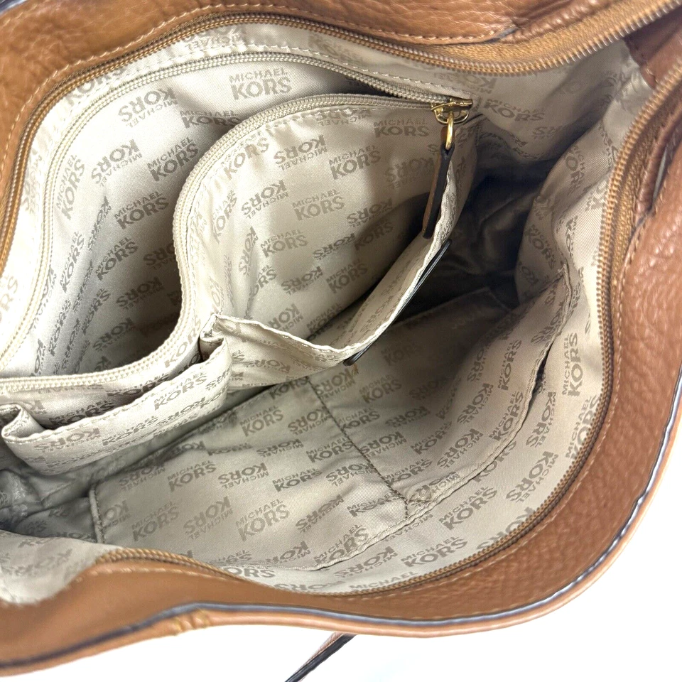 MICHAEL KORS Fulton 棕色卵石皮革中号斜挎包单肩包邮差包 — 第 3/4 张图片