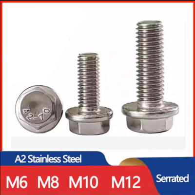 M6 M8 M10 M12 Flanged Hexagon Head Bolts Full Thread Flange Hex Screws Stainless