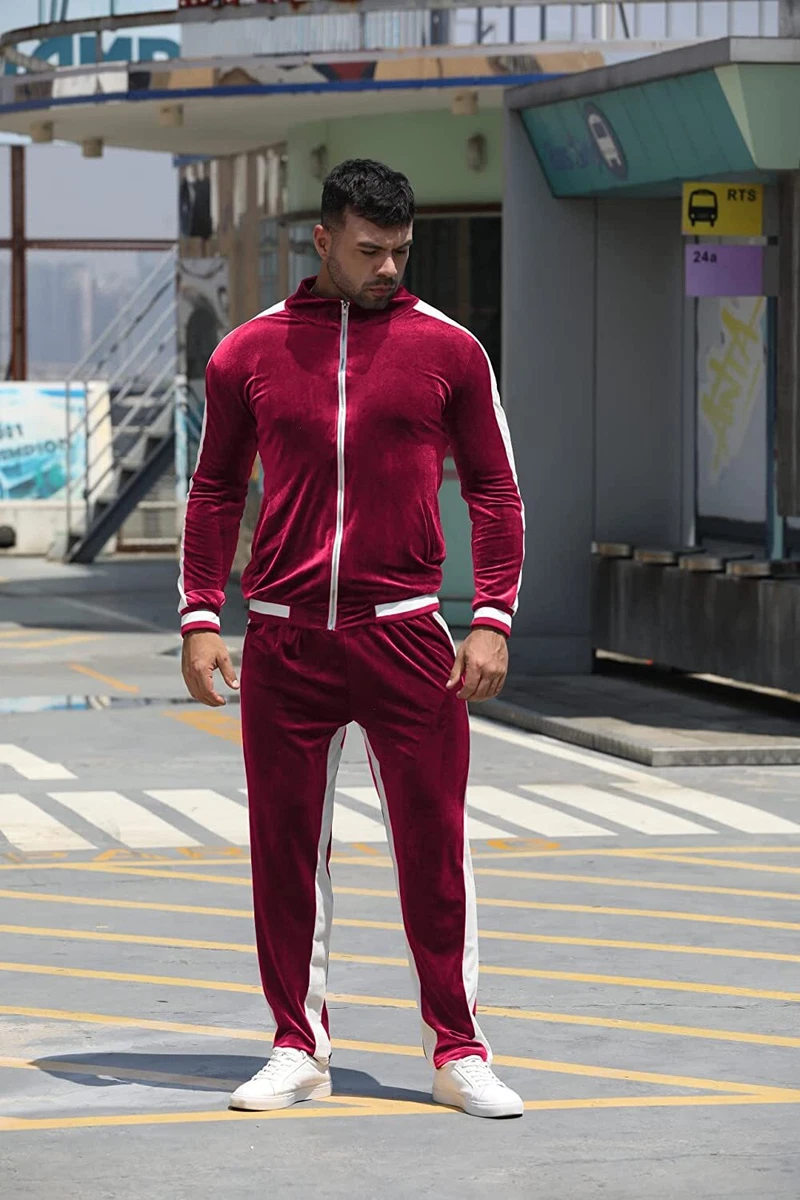 Heavyweight Velour Piping Funnel Neck Tracksuit