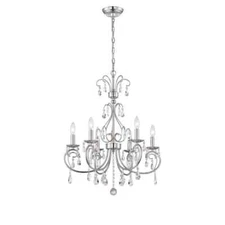 World Imports Kothari 6-Light Chrome Chandelier Light with Hanging Crystals