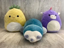 Squishmallows - Crawing Blue Sloth - Unicorn Pig & Pineapple - Lot of 3