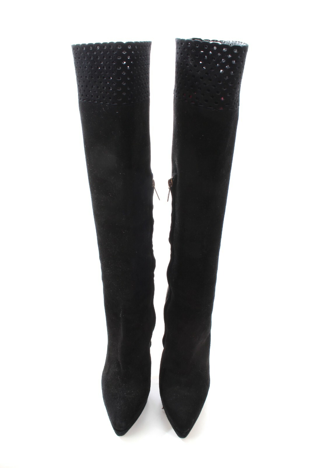 Yves Saint Laurent Stivali lunghi in camoscio taglio laser Nero