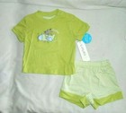 Infant Baby Boy Carters 2Pc T-Shirt Shorts Green Stripes Comfy Set Sz 3 Months — photo 1