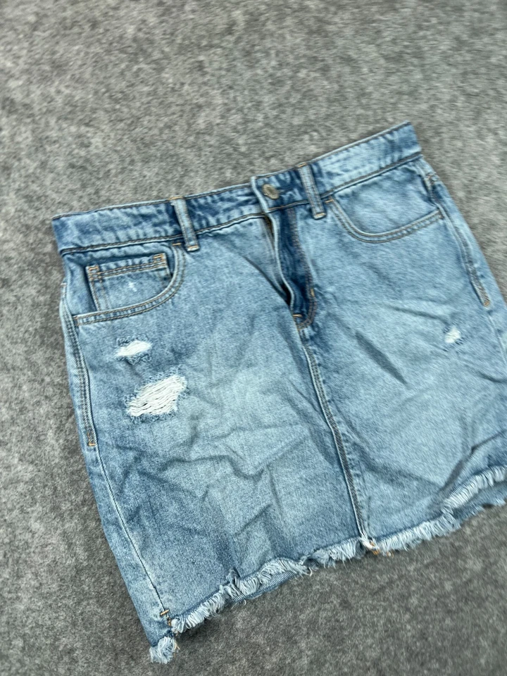 Falda vaquera GAP preadolescente adolescente niñas 12 azul cintura ajustada desgastada dobladillo crudo bolsillos Foto 4 de 4