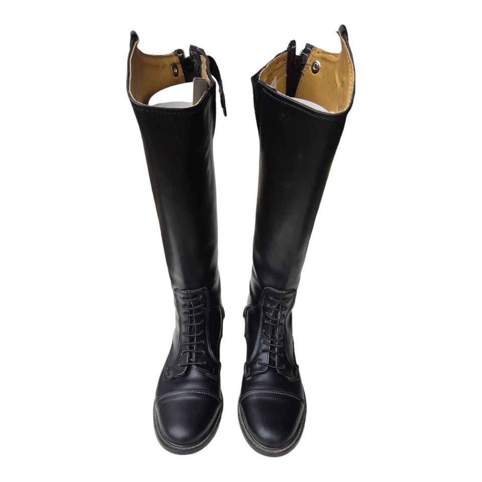 MIDDLEBURG Tall Black Vegan Leather Stretch Zip Dress Riding Boots Equestrian S7 - image 3 of 4