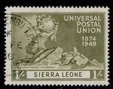 SIERRA LEONE GVI SG208, 1s olive, FINE USED.