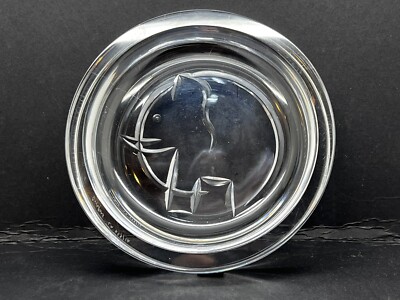 Orrefors Glas Schmuck Schale / Schale mit Elefanten Design LA (P4424-55)