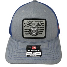 Richardson Trucker Hat Gray Blue One Size Barnes Construction Patch Mesh Back