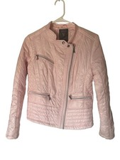 GUESS Bomber Jacket Girls Size Medium Full Zip Long Sleeve Pink Pockets ,L85