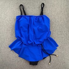 Maxine Of Hollywood One Piece Swim Suit Royal Blue Adjustable Straps Size 12