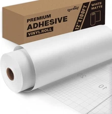 Permanent Vinyl - White 12”x100FT Matte Adhesive Vinyl Roll for Cricut, Silho...