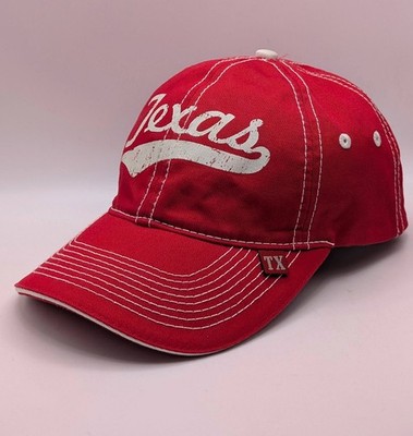 Texas Thick Stitch Hat Cap Red White Y2K Strap Back Adjustable Fahrenheit