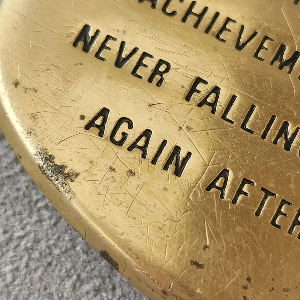 Vintage 70s BBB belt buckle men's solid brass Vincent Lombardi quote Made Taiwan - Image 4 of 4