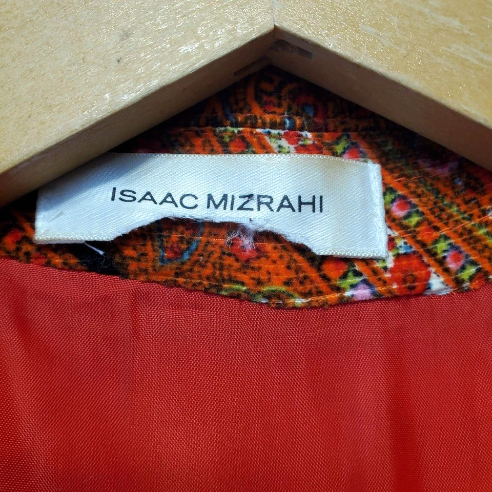 Chaqueta Isaac Mizrahi Mujer 10 Rojo Paisley Pana Gale Boho Chic Blazer Y2K Foto 3 de 4