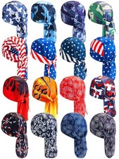 16 Pieces Doo Rags Skull Caps for Men, Sweat Wicking Do Rags Cooling Pirate H...