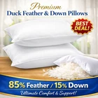 Duck Feather&Down Pillows Extra Filled Bed Pillow 100%Cotton Cover Pack of 2,4,6