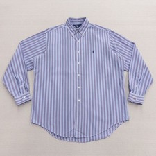 Vintage Ralph Lauren Yarmouth Blue Red Striped Cotton Button Down Shirt 16 34/35