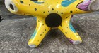 GANZ Ceramic Yellow Pig with Purple And Blue Circles Coin Money Bank — photo 6