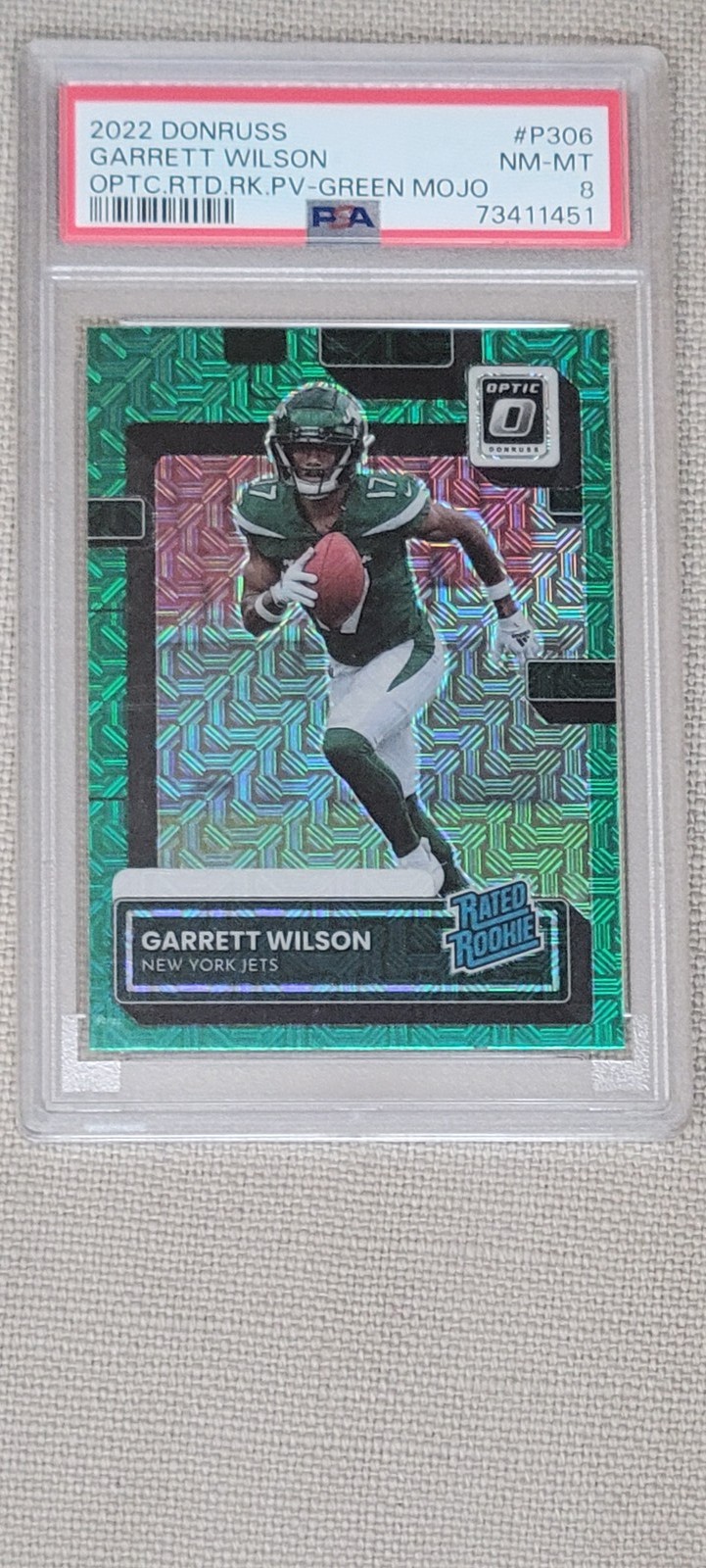 2022 Panini Donruss - Rated Rookie Garrett Wilson Optic Preview Green Mojo (RC)