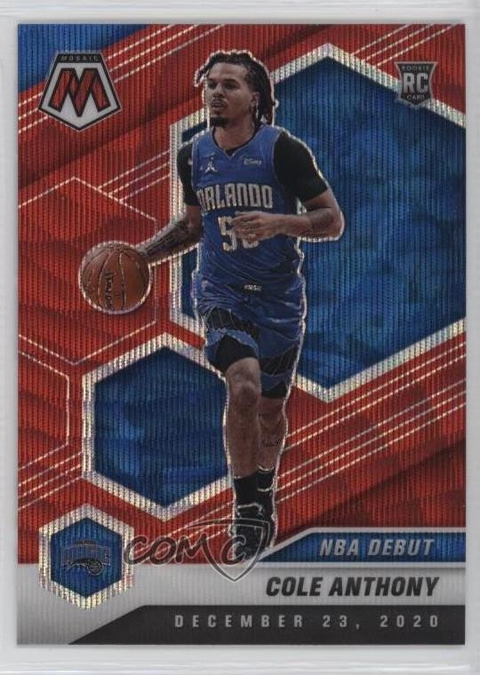 2020-21 Panini Mosaic NBA Debut Red Wave Prizm Cole Anthony #268 Rookie RC 12g7