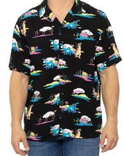 Party Pants Coachella Dinosaur Wind Turbines Palm Springs Desert Mens Shirt Sz M