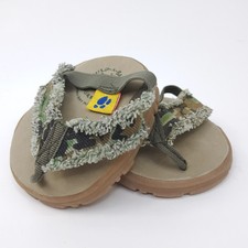 Build A Bear Workshop Frayed Green Camo Flip Flops Sandals Boy BAB