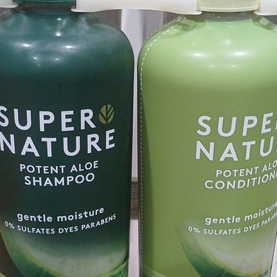 SUPER NATURE Potent Aloe Shampoo & Conditioner Aloe 0% Sulfates Gentle Moisture