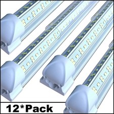12/Pack Integrated LED Tube 8 FT Double Row LED Shop Light Fixture 18000LM 6500K