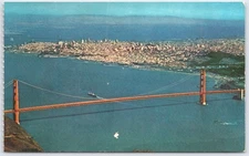 Vintage Gray Line San Francisco Golden Gate Bridge Aerial View Postcard