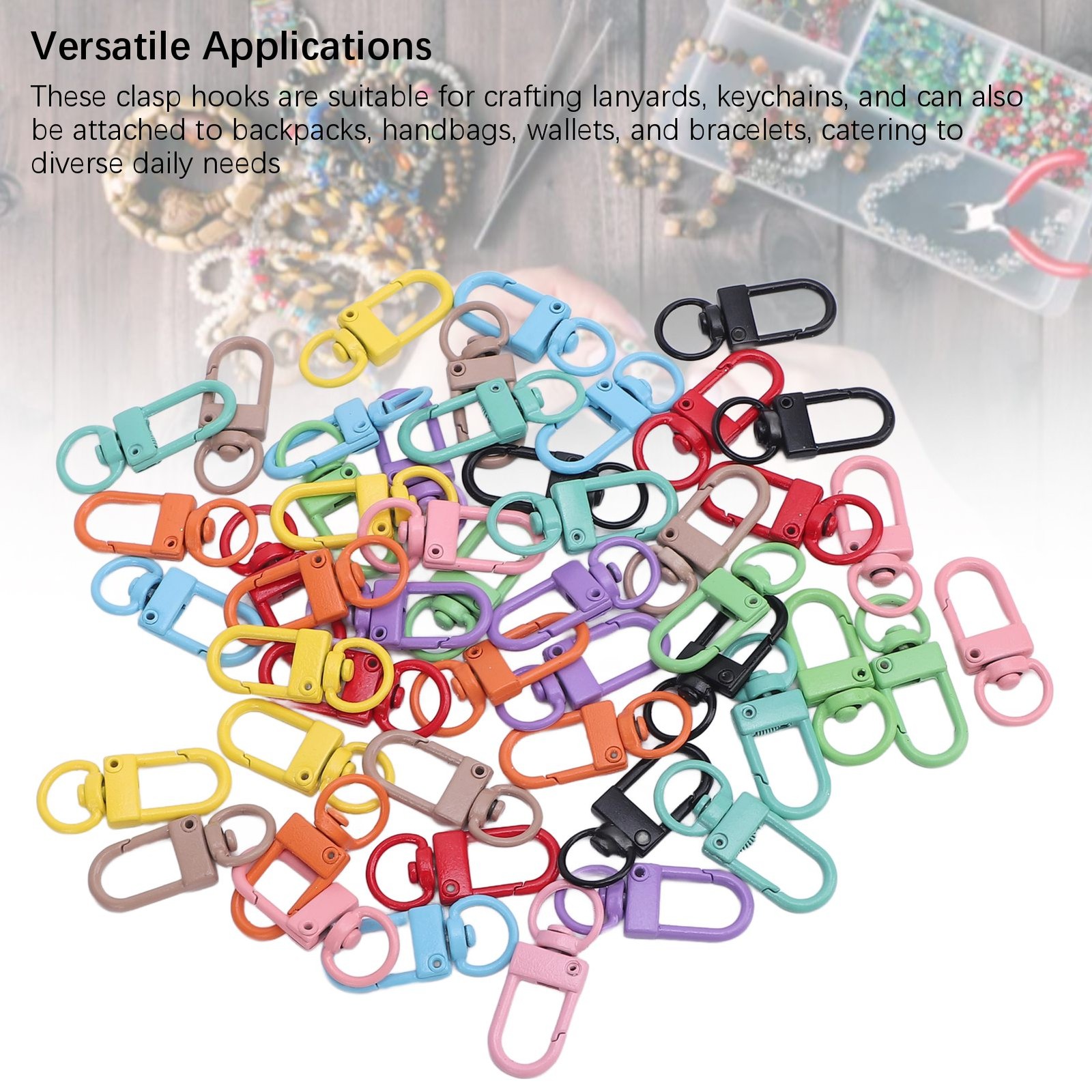 50PCS Colorful Snap Hooks Metal Swivel Claw Clasps For Crafts Making Backpack Ke