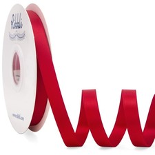 Red Satin Ribbon Double Faced Satin 1/2 inch x Continuous 50 Yards-Red Ribbon...