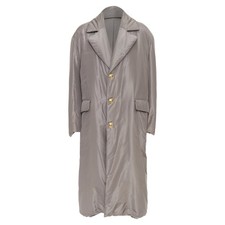 Versace Silk Padded Gold Medusa Buttons Long Belted Coat Men Beige Size 50